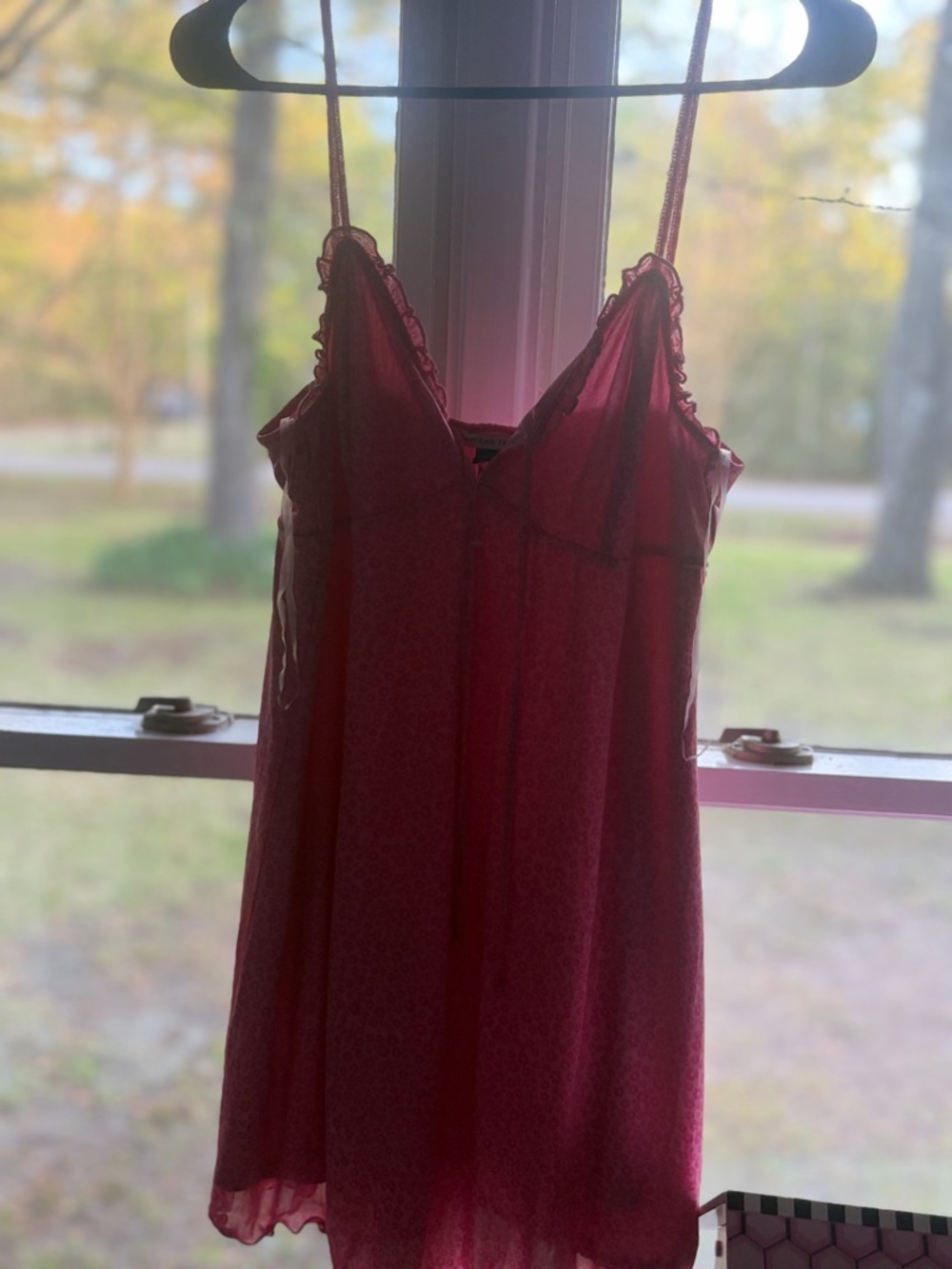 American eagle 🦅 Sheer Burgundy Lace-Trim Slip Dress